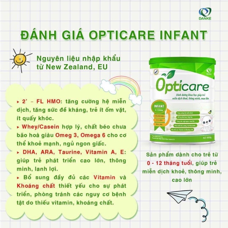 Sữa Opticare Infant phát triển toàn diện - 380g, 850g