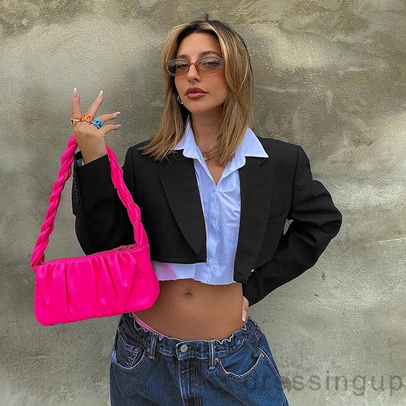 Áo Khoác Vest Dáng Ngắn Màu Sắc Thanh Lịch Cho Nữ