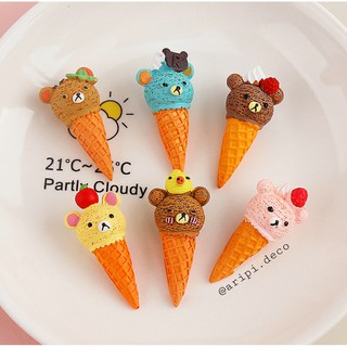 Charm Kem Gấu ốc quế siêu xinh B26/ Nguyên liệu phụ kiện trang trí resin