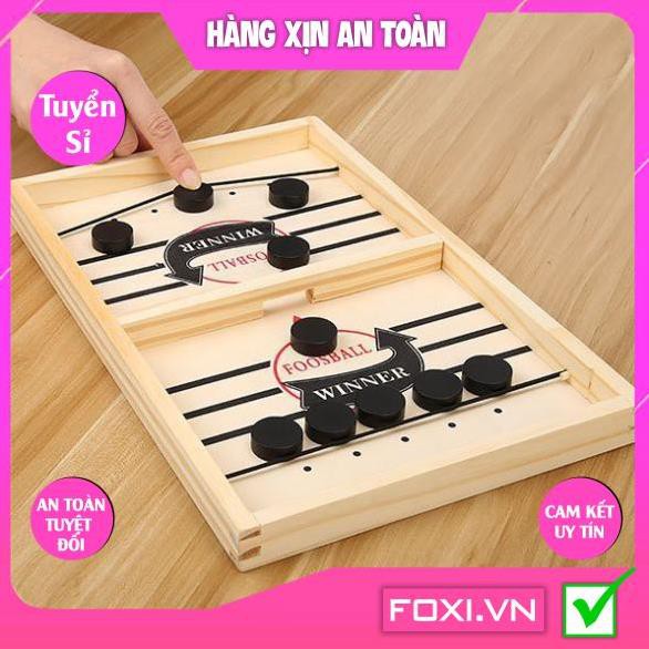 Bộ cờ búng bàn đấu bằng gỗ Foxi-Trò chơi Game Gia Đình-Team Siêu Vui Nhộn-luyện khéo tay-đồ chơi gắn kết gia đình