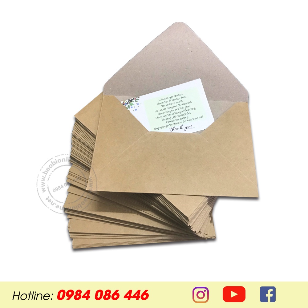 BAO THƯ KRAFT NHẬT NẮP CHÉO 22 x 12 CM CÓ SẴN ĐỊNH LƯỢNG 160GSM - BAOBIONLINE