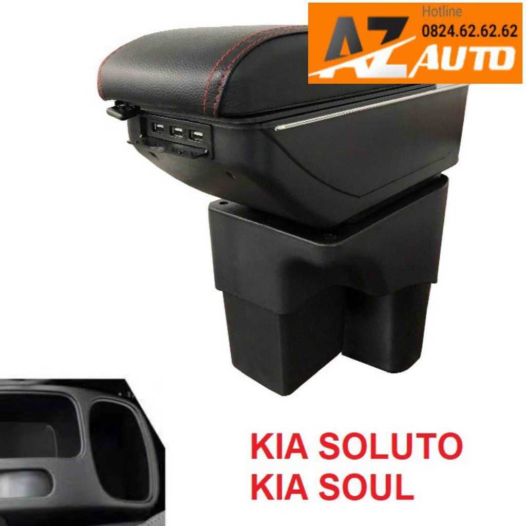 Hộp tỳ tay xe hơi cao cấp Kia Soluto và Kia Soul tích hợp 7 cổng USB - hàng cao cấp