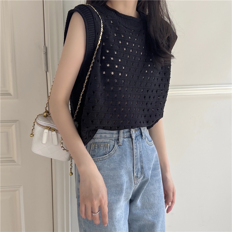 Áo ba lỗ XIAOZHAINV đan len phong cách retro Hàn Quốc 8 màu thời trang cho nữ