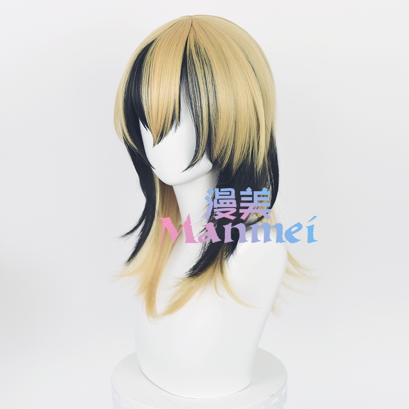 Manmei Anime Tokyo Revengers Haitani Ran Haitani Rindo Cosplay Wig Black Golden Synthetic Hair Heat Resistant Wigs