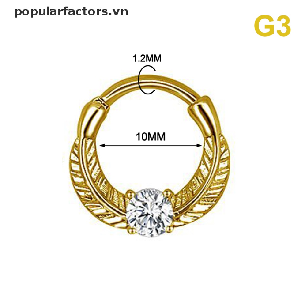 Khuyên mũi/ sụn tai bằng thép không gỉ đính đá pha lê CZ