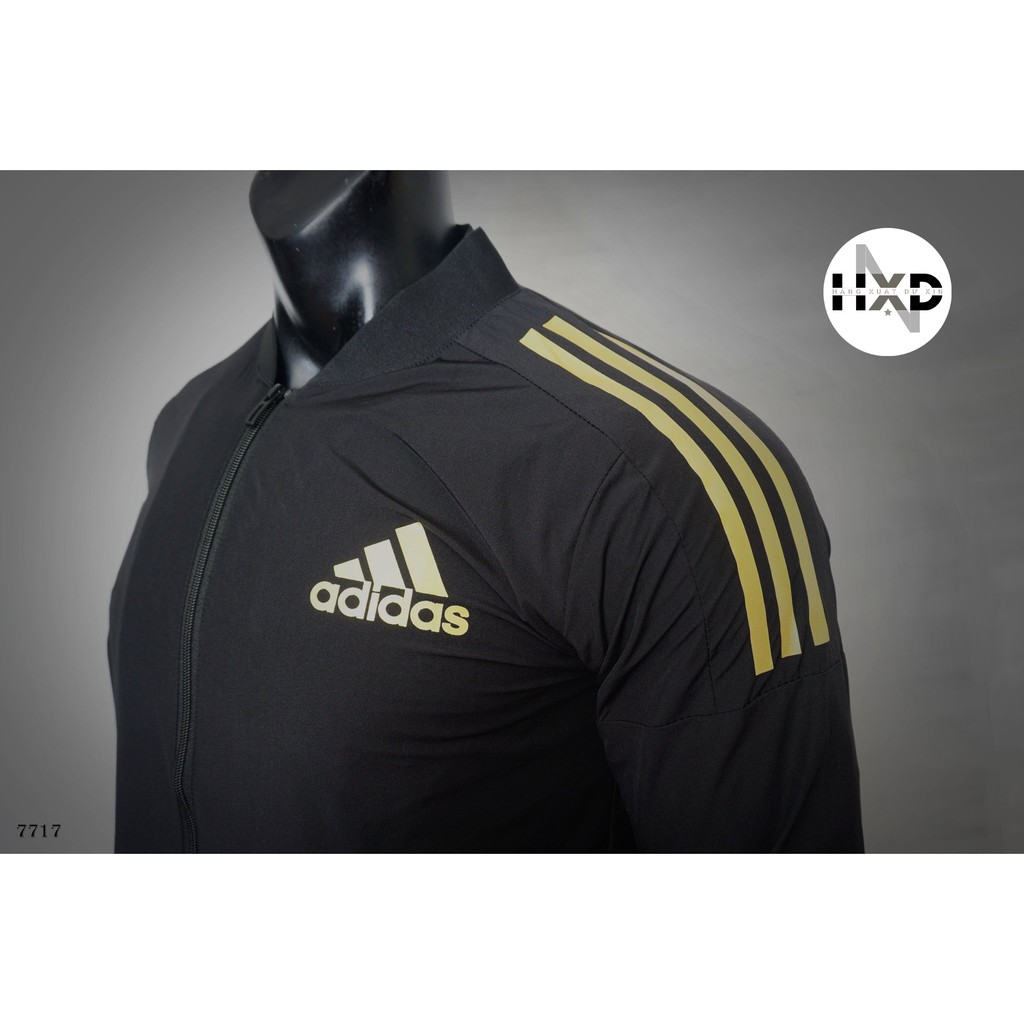 ÁO KHOÁC GIÓ BOMBER ADIDAS 2 LỚP LÓT LƯỚI ĐEN, CHỐNG GIÓ