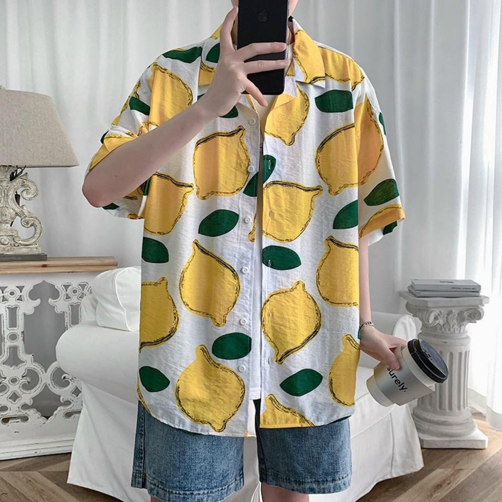 Áo sơ mi lụa nam nữ form rộng tay lở in họa tiết hoạt hình cực hot, áo sơ mi loang màu đôi cặp nhóm form chuẩn