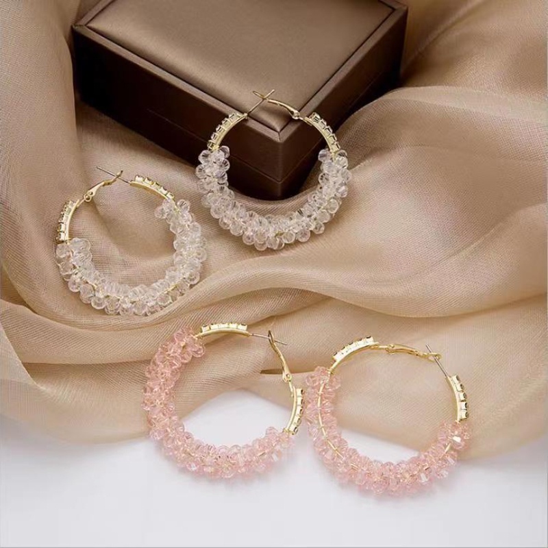 Bông Tai Mạ Bạc 925 Hình Chữ C Đính Pha Lê Phong Cách Nhật Hàn Cổ Điển Thời Trang Cho Nữ