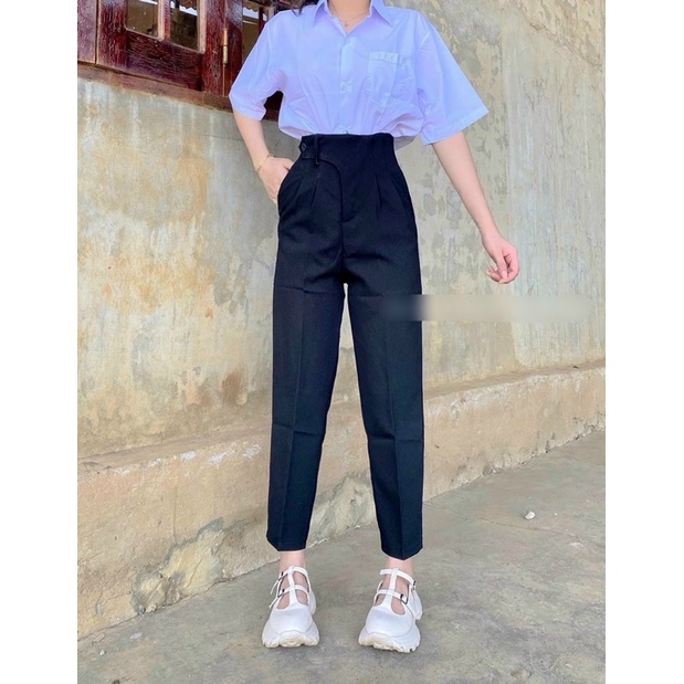 QUẦN TÂY KIỂU CÀI NÚT LỆCH LƯNG SIÊU CAO