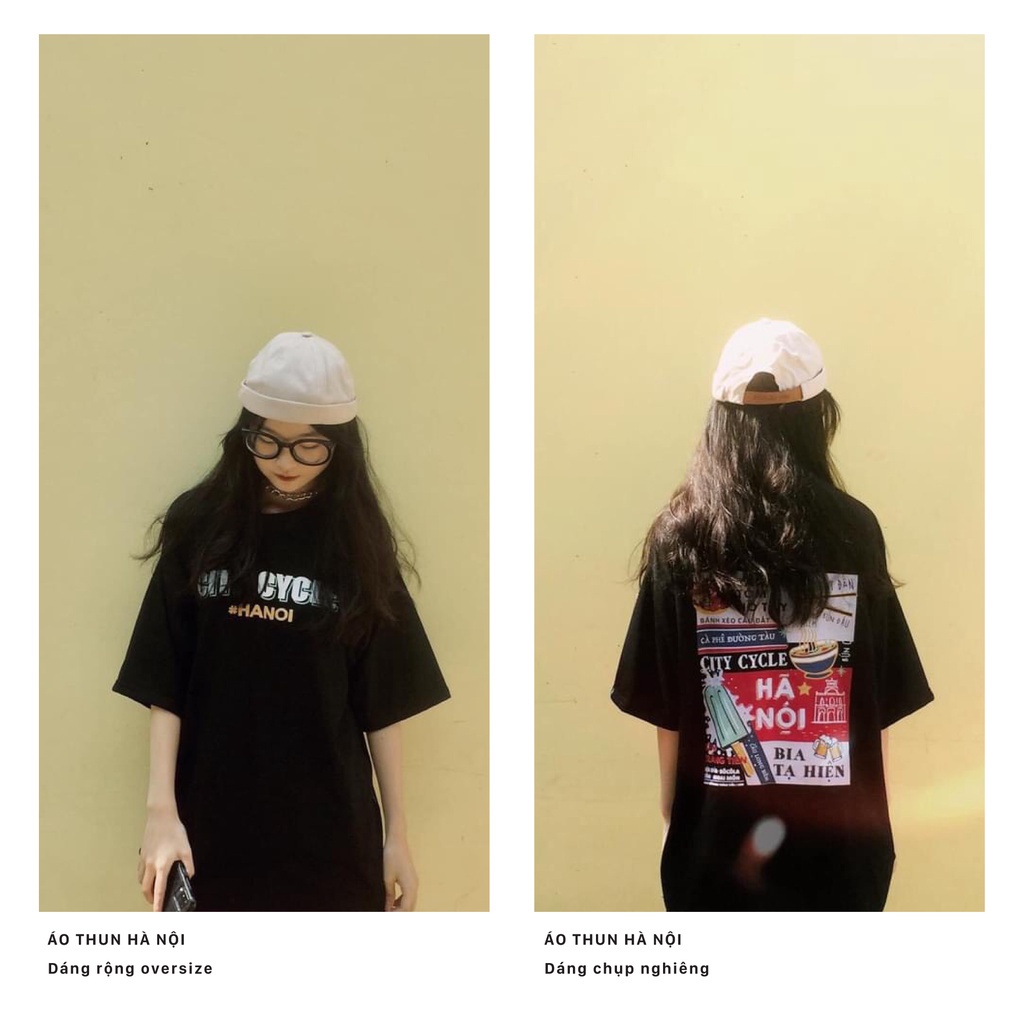 Áo thun tay lỡ Hà Nội City Cycle Áo Phông Cotton Nam Nữ Unisex -PHƯƠNG LINH BÙI STORE-V389