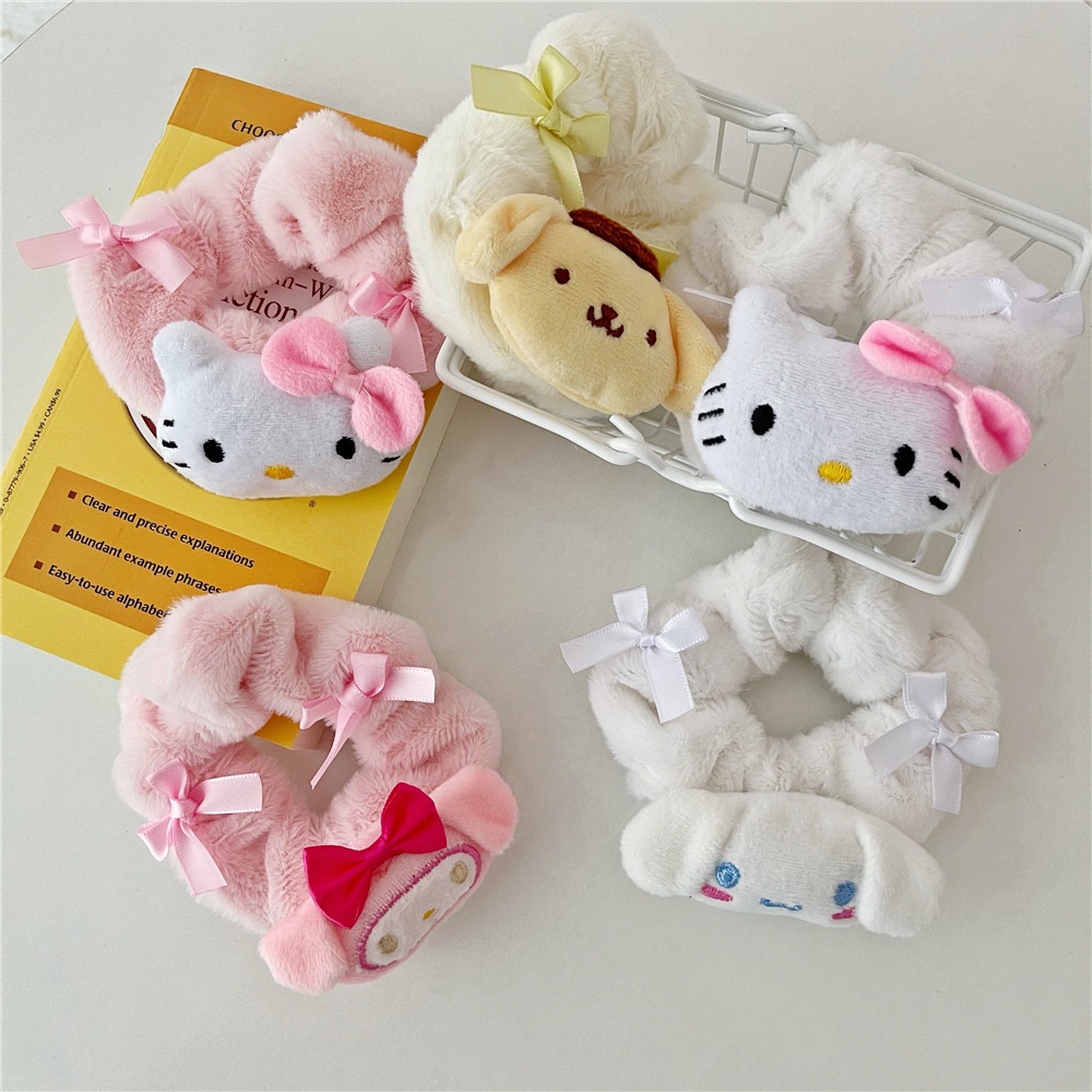 Dây Buộc Tóc Cỡ Lớn Họa Tiết Chú Chó Hoạt Hình Phong Cách Lolita Nhật Bản Dễ Thương