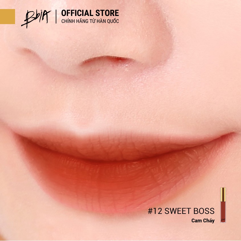 Son Kem Lì Bbia Last Velvet Lip Tint Version 3 - 12 Sweet Boss (Màu cam cháy) 5g - Bbia Official Store