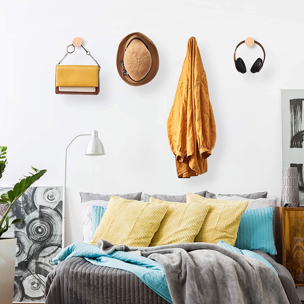 Móc Treo Tường Vivudecor Hình Nón Đa Năng, Móc Treo Quần Áo Bằng Gỗ Có Thể Dán Tường Hoặc Khoan
