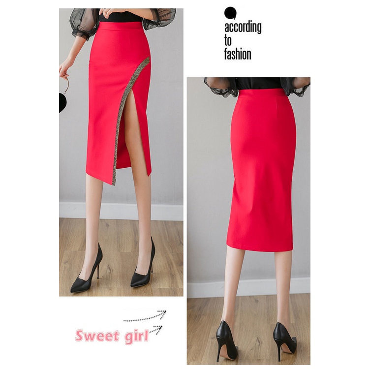 Chân Váy Dài Lưng Cao Thiết Kế Xẻ Thanh Lịch Cho Phái Nữ