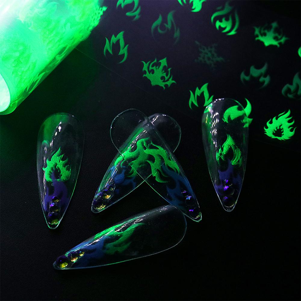 Bộ Miếng Dán Trang Trí Móng Tay Nghệ Thuật Màu Dạ Quang DIY