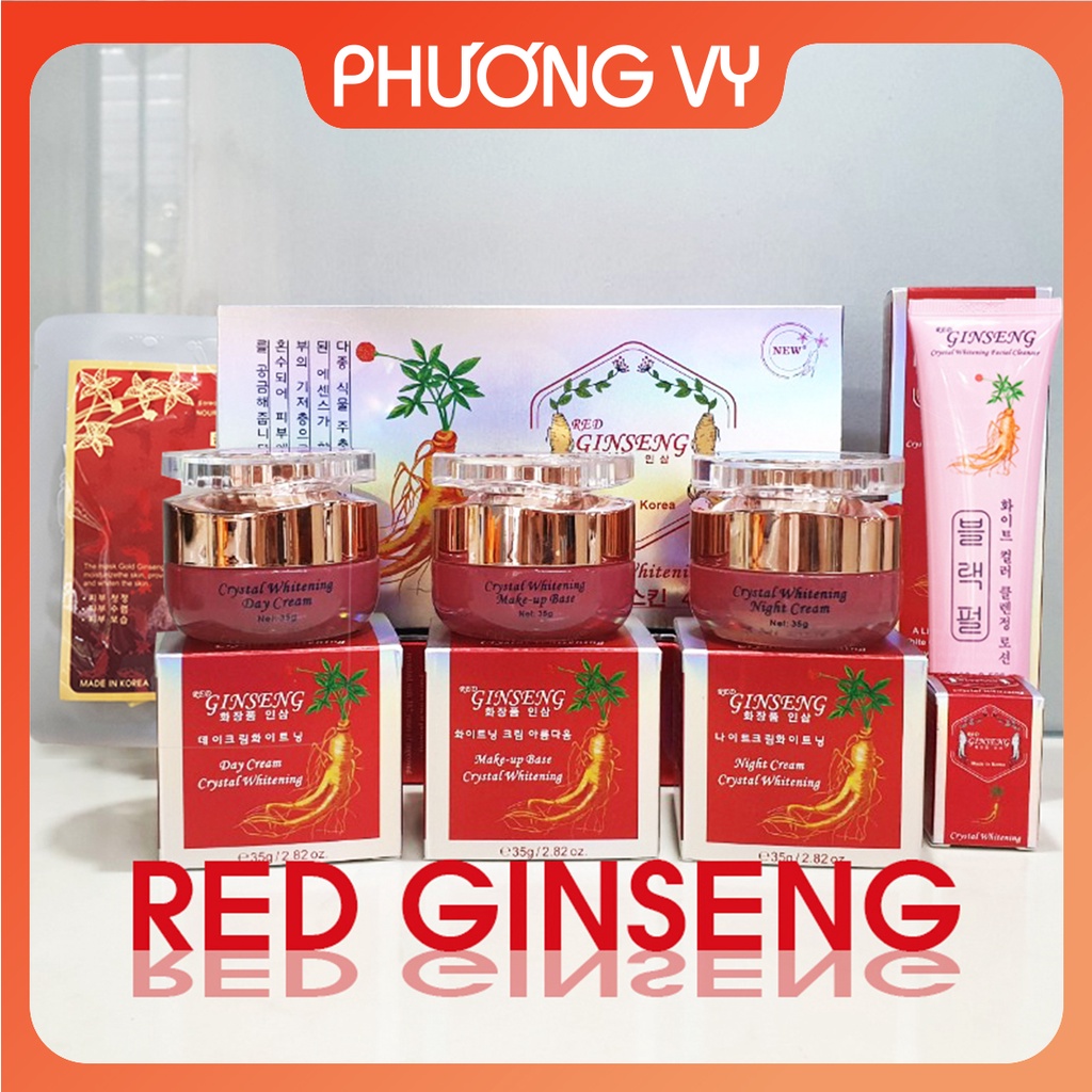 Mỹ phẩm Hồng Sâm Red Ginseng, làm sạch nám tàn nhang và dưỡng trắng da nhân sâm, kem sâm, mỹ phẩm Ginseng.