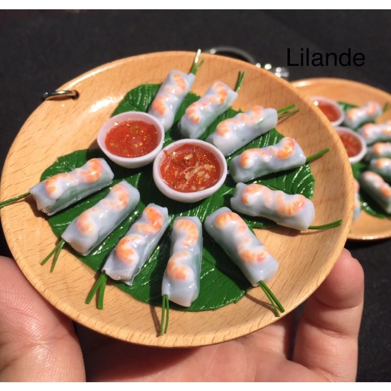 Móc khoá dĩa bánh cuốn_Handmade Lilande