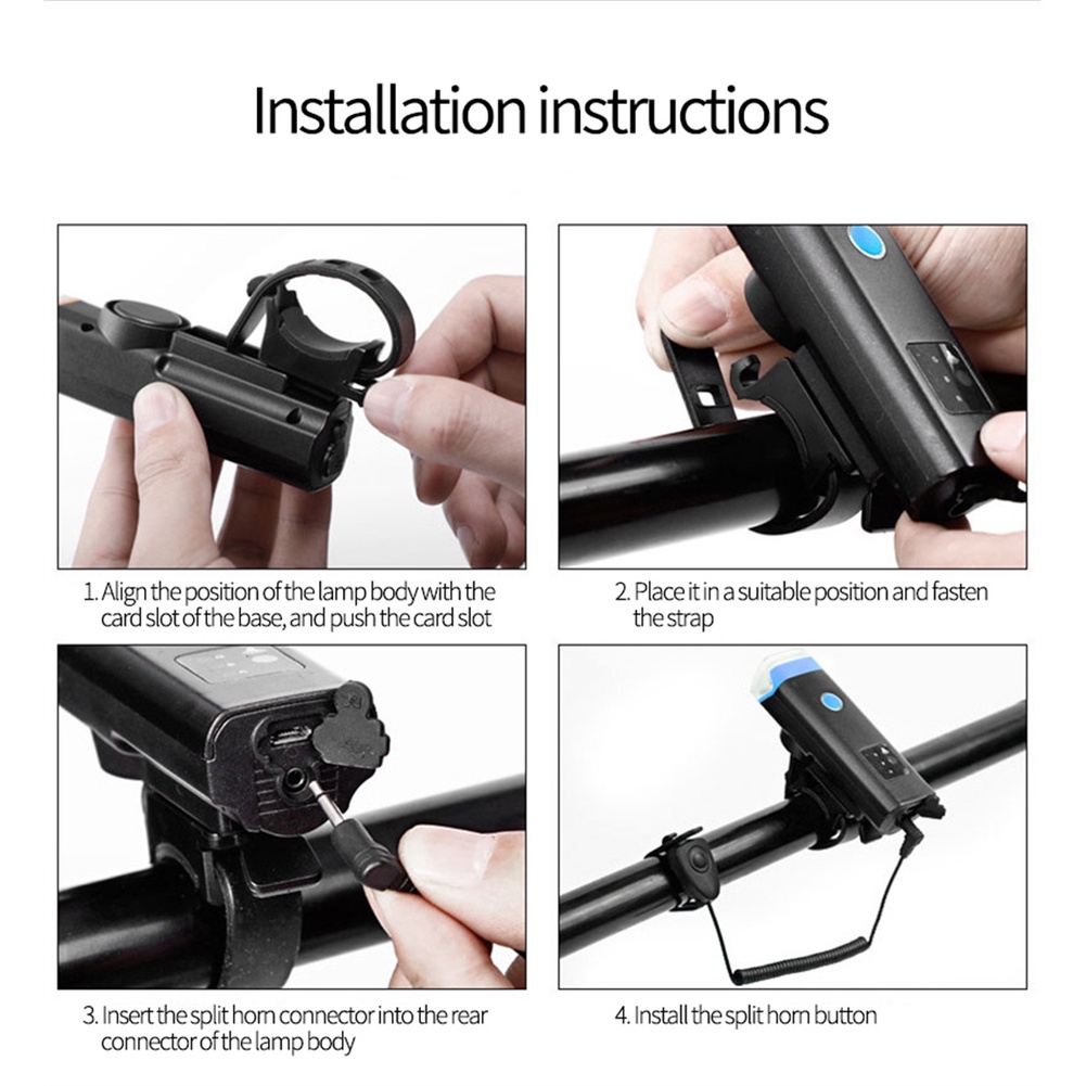 Hàng Có Sẵn Còi Xe Đạp Đa Chức Năng Đèn Pha Cảm Ứng Xe Đạp 2400 Mah Đèn Pha Lái Xe Đèn Pin Mạnh Sạc Usb Elle