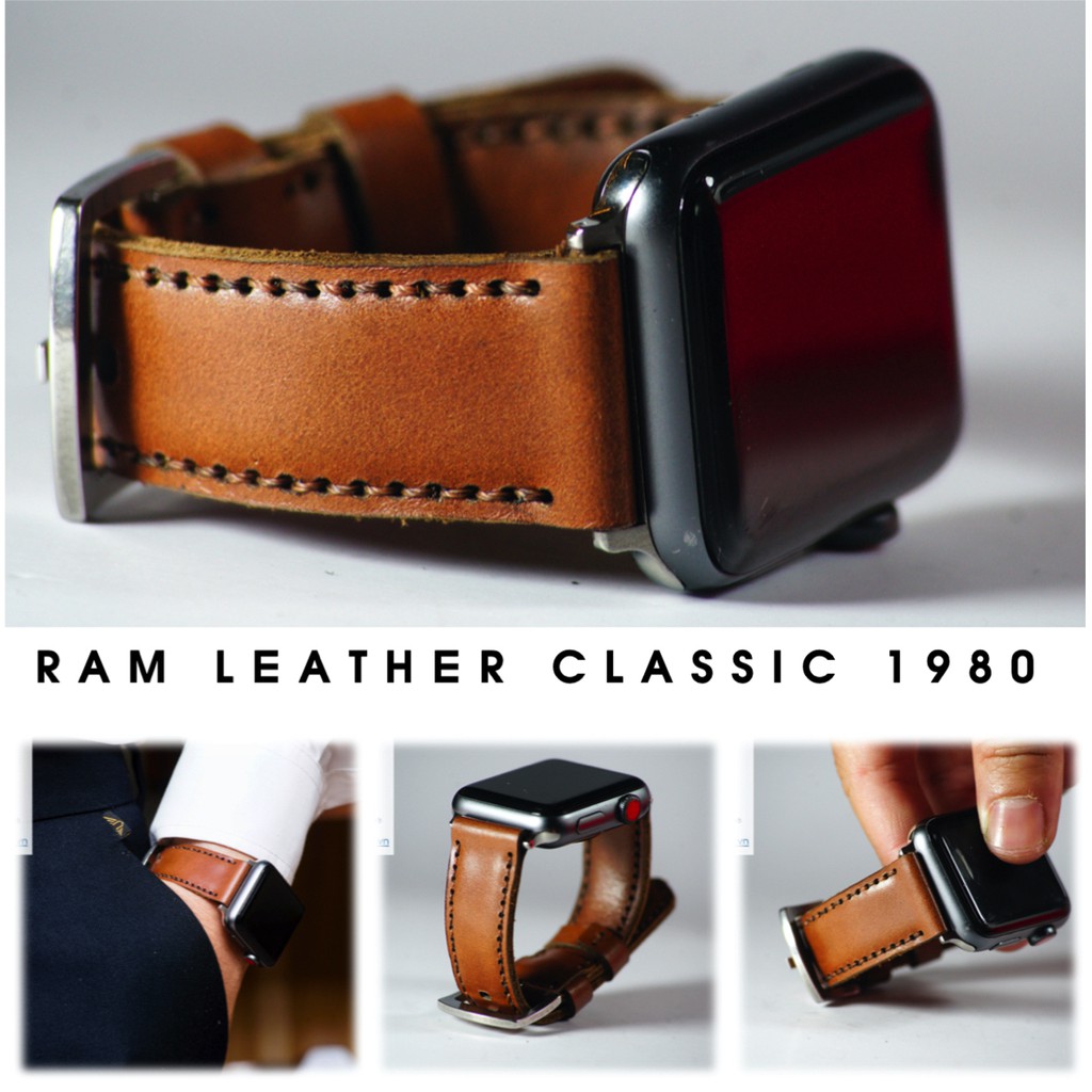 Dây đồng hồ Apple Watch , Iwatch , Iphone Watch Da Bò Nâu Đỏ RAM Leather Classic 1980  Bền Đẹp