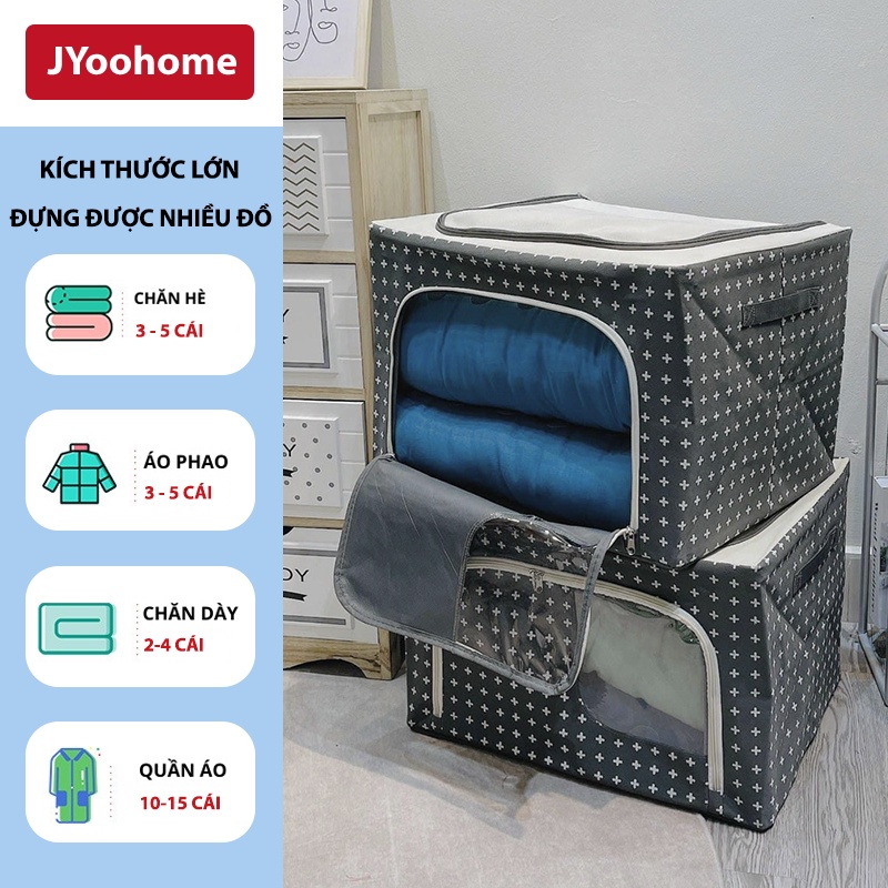 Túi Vải Đựng Quần Áo Chăn Màn Khung Thép JYoohome Thùng Hộp Vải Để Đồ Chơi Đa Năng Kích Thước Lớn Chịu Lực Cao Cấp