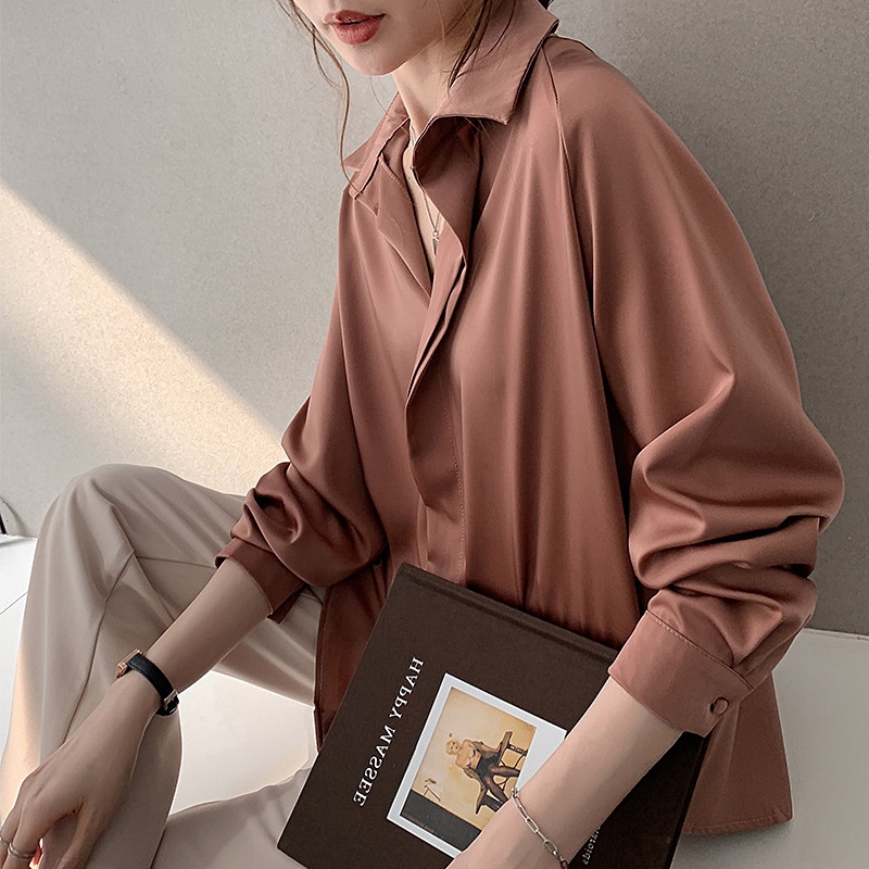 Áo sơ mi nữ dài tay cổ bẻ phong cách thời trang Hàn Quốc