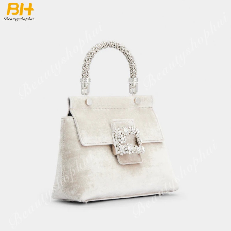 Ví Nhung Cầm Tay Đính Kim Cương Giả Mẫu Mới 2022 Dành Cho Nữ