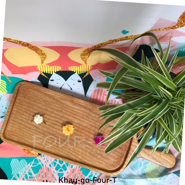 Khay Gỗ Decor Đựng Thức Ăn, Thớt Gỗ Trang Trí Nguyên Khối Hình Chữ Nhật Đựng Ấm Trà, Four-T
