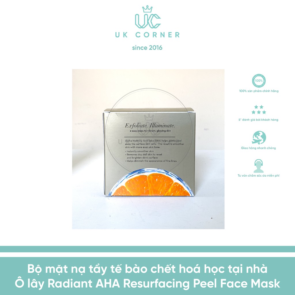 Bộ mặt nạ tẩy tể bào chết hoá học tại nhà Olay Radiant AHA Resurfacing peel mask