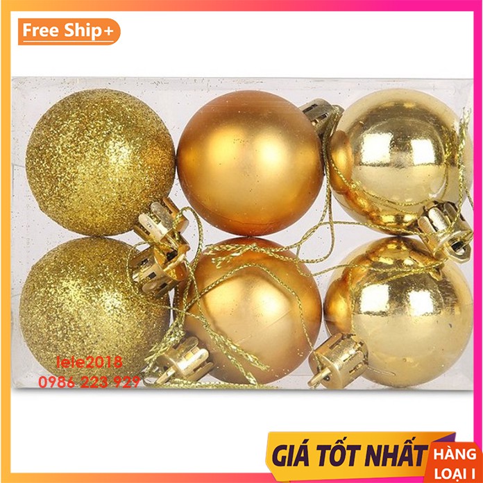 Set 6 quả châu 6cm loại đẹp trang trí Noel
