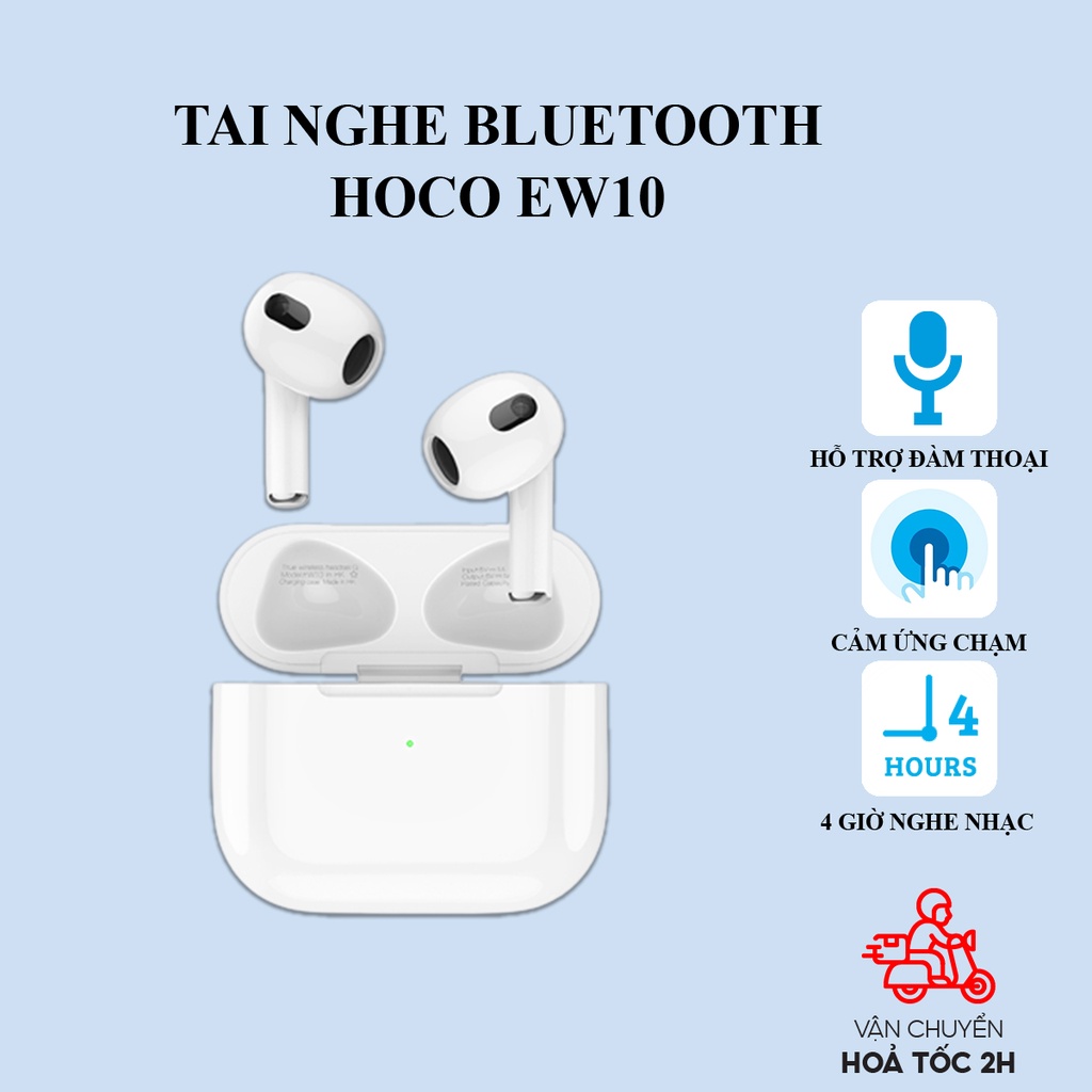 Tai nghe bluetooth truewireless  Hoco EW10/ DEW10 Pro nghe nhạc liên tục trong 4-5 giờ, hỗ trợ đàm thoại