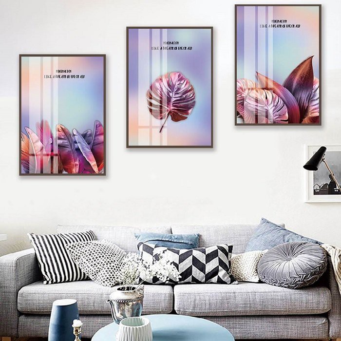 Tranh canvas treo tường Lala lá nghệ thuật kèm khung tặng kèm đinh 3 chân không cần khoan tường