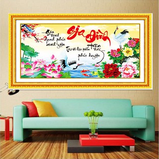 Tranh đính đá Gia Đình I 77x45cm I LV351
