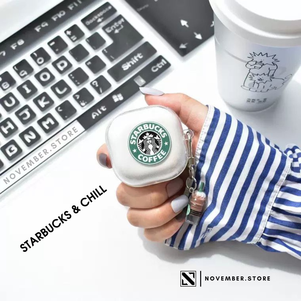 Ốp case dẻo trong suốt có in hình cho Samsung Galaxy Buds2 Pro / Buds 2 / Buds FE / Buds Pro / Buds Live - Tặng kèm móc