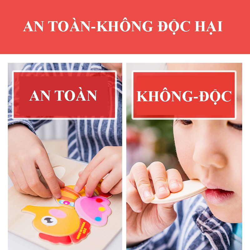 Bộ 10 Tranh Ghép Hình 3D Benrikids Bằng Gỗ Mẫu Động Vật Và Phương Tiện Cho Bé