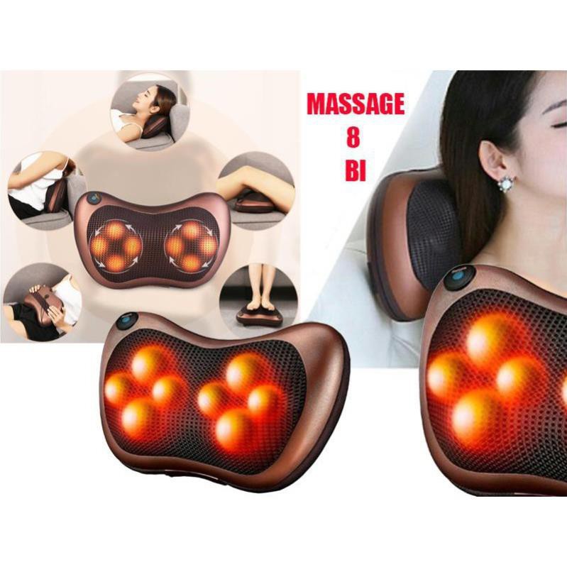 Gối mát xa hồng ngoại 8 bi - gối massage hồng ngoại 8 bi