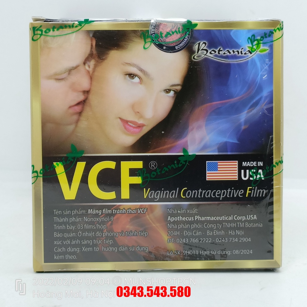 VCF màng phim tránh thai hộp 3 miếng