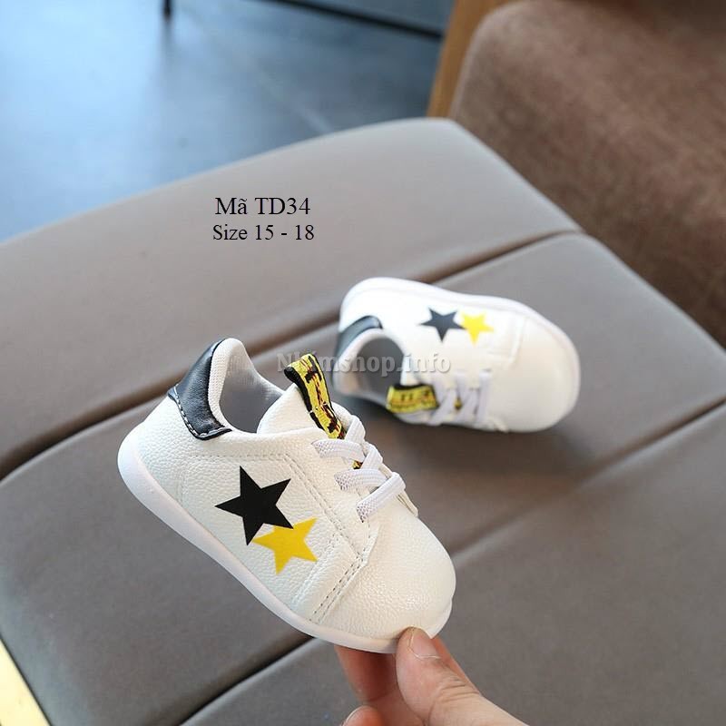 Giày em bé 3 - 12 tháng da mềm họa tiết sao kiểu dáng thể thao phong cách đi nhà ra ngoài siêu chất TD34