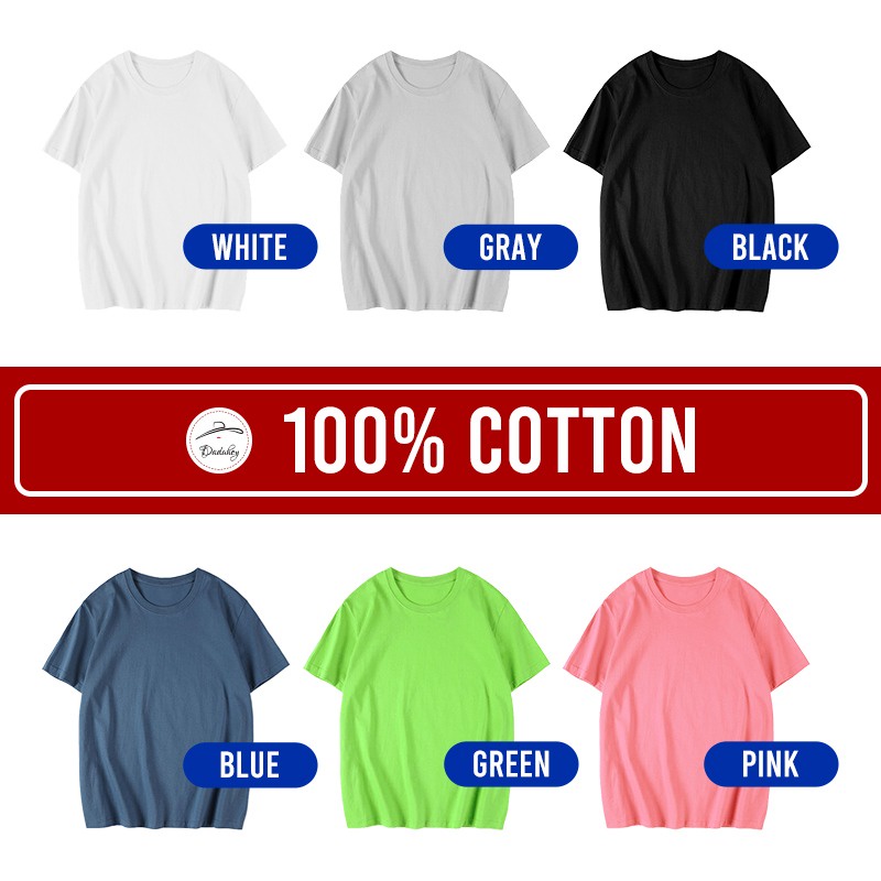 Áo thun 100% cotton daduhey tay ngắn cổ tròn 6 màu trơn thoải mái phong cách thời trang unisex