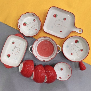 🍓Set bát đĩa dâu, gấu 🐻có tách lẻ