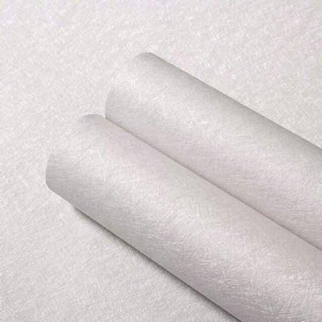 10m giấy dán tường màu trơn trắng vân sợi khổ rộng 45cm ( sẵn keo dán)