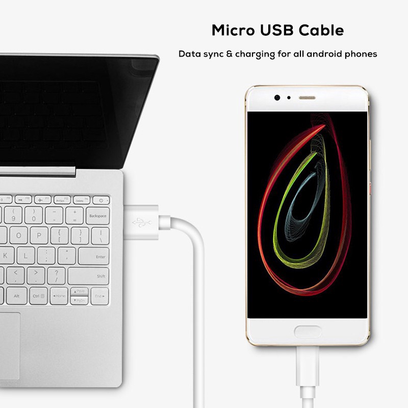 Dây cáp sạc Micro USB trắng cho Android Xiaomi