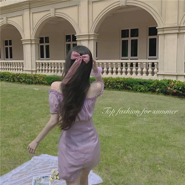 Váy trễ vai tím pastel tiểu thư siêu xinh hot nhất hè!
