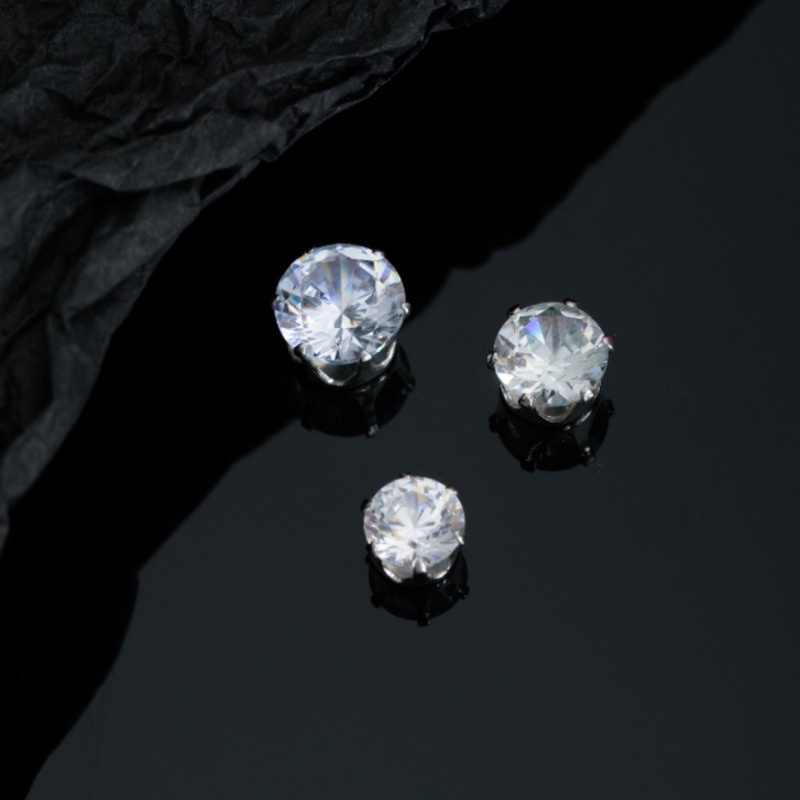 Khuyên Tai Nam Châm Đính Đá zircon Phong Cách Hàn Quốc Sang Trọng