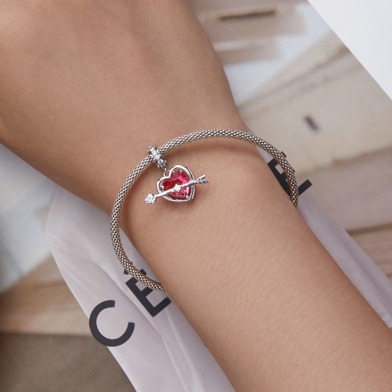 BAMOER Mặt Vòng cổ Bạc 925 Hình Trái Tim Thời Trang DIY