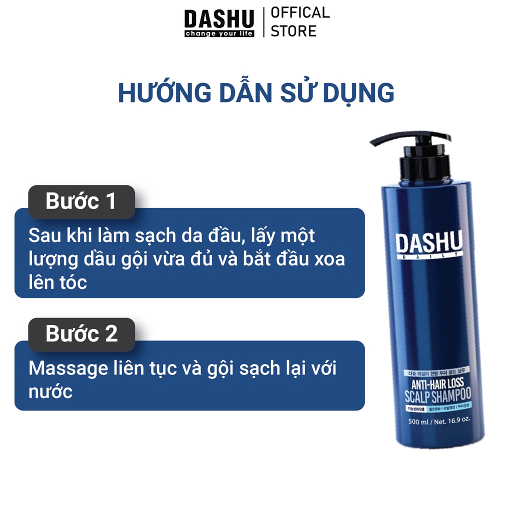 Dầu gội đầu tóc mềm mượt Dashu Daily Anti-Hair Loss Scalp Shampoo 500ml