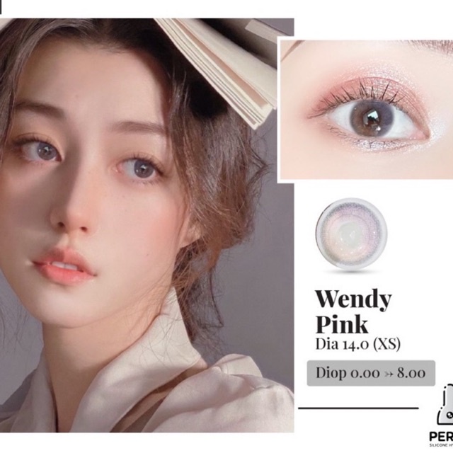 Lens Mắt , Kính Áp Tròng WENDY PINK Có Độ Cận và Không Độ , DIA 14.0 , Cho Mắt Nhạy Cảm Giá Sale