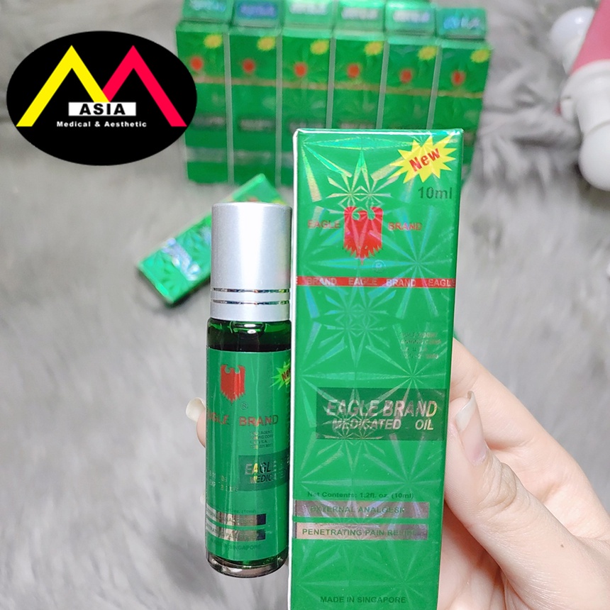Dầu gió EAGLE Brand con ó lăn đau đầu chóng mặt say tàu xe massage singapore 10 12ml