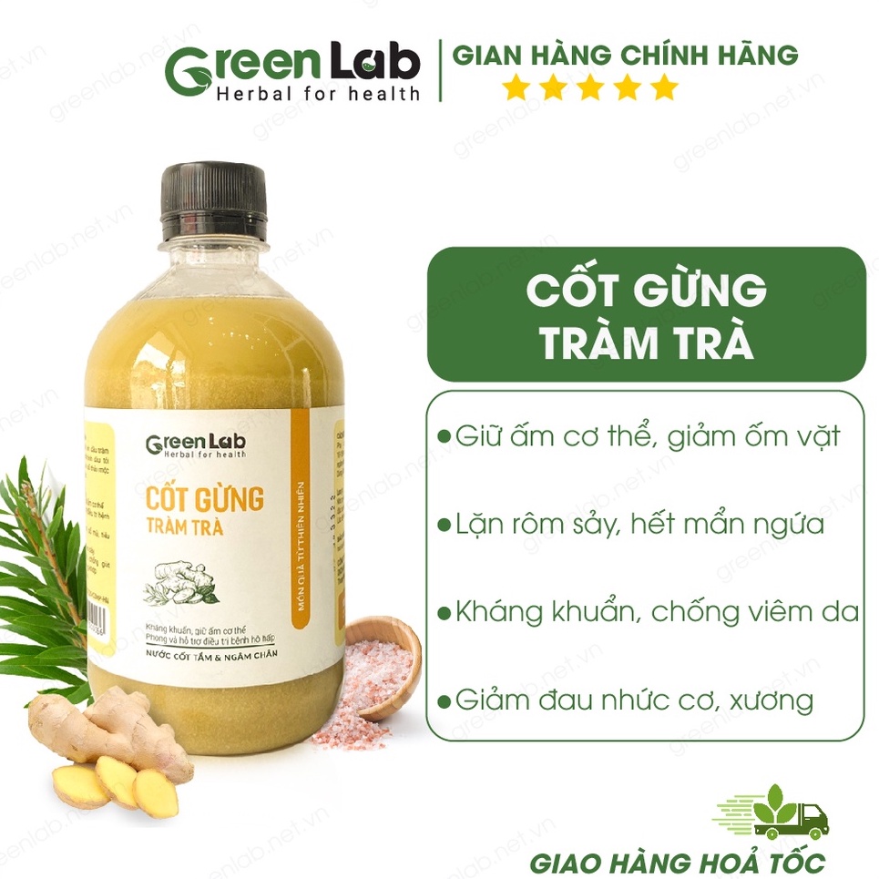 Cốt gừng tràm trà GreenLab Nước Tắm Bé Ngâm Chân Gia Đình - Giữ ấm cơ thể tránh phong hàn 500ml