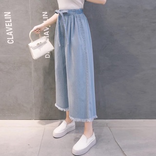 Quần bò ống rộng thắt nơ