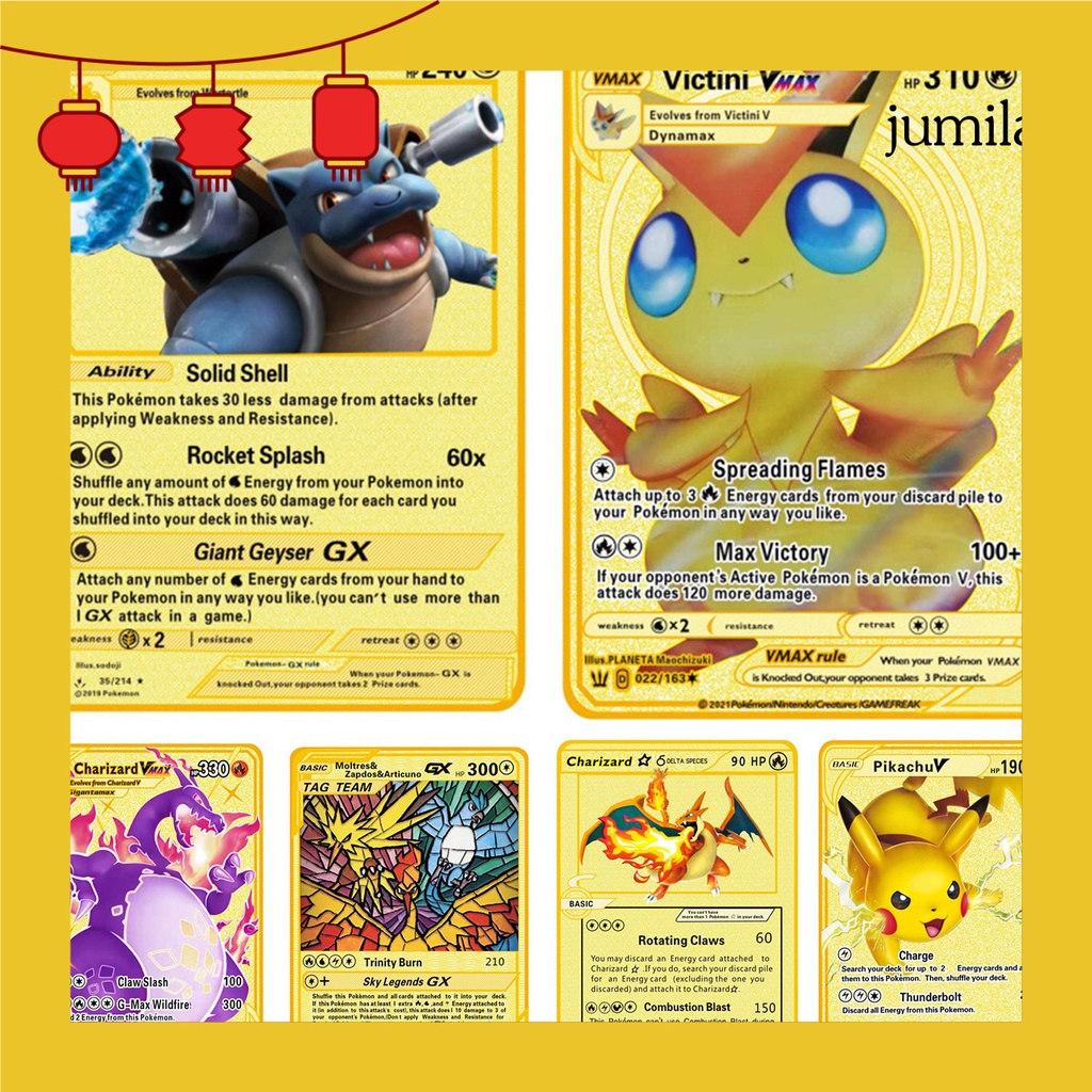 Thẻ Bài Pokemon Bằng Kim Loại Mạ Vàng Phiên Bản Tiếng Anh